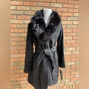 Forecaster short length fur collar wool jacket